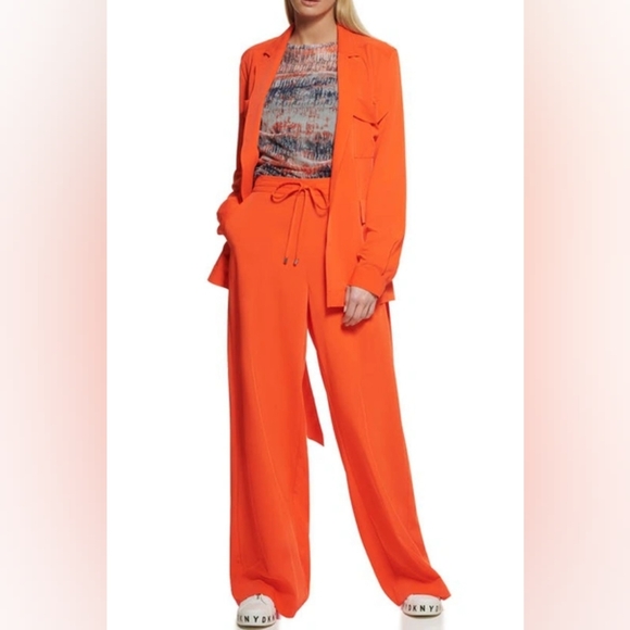 Donna Kara belted jacket blazer orange sz L BNWT - Picture 3 of 5